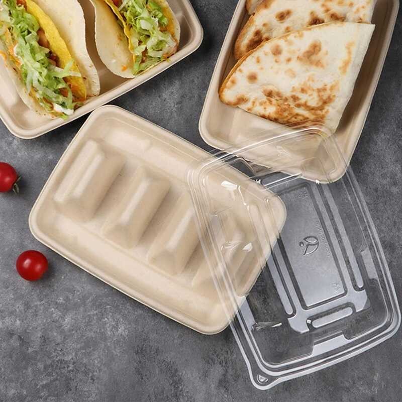 Disposable 10/20Pcs Holders Convenient Tray With Dividers Tacos Plates ...
