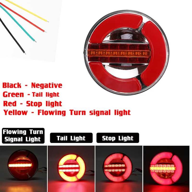 2Pc LED Dynamic Trailer 12V 24V Truck Tail Light Rear Turn Signal ...
