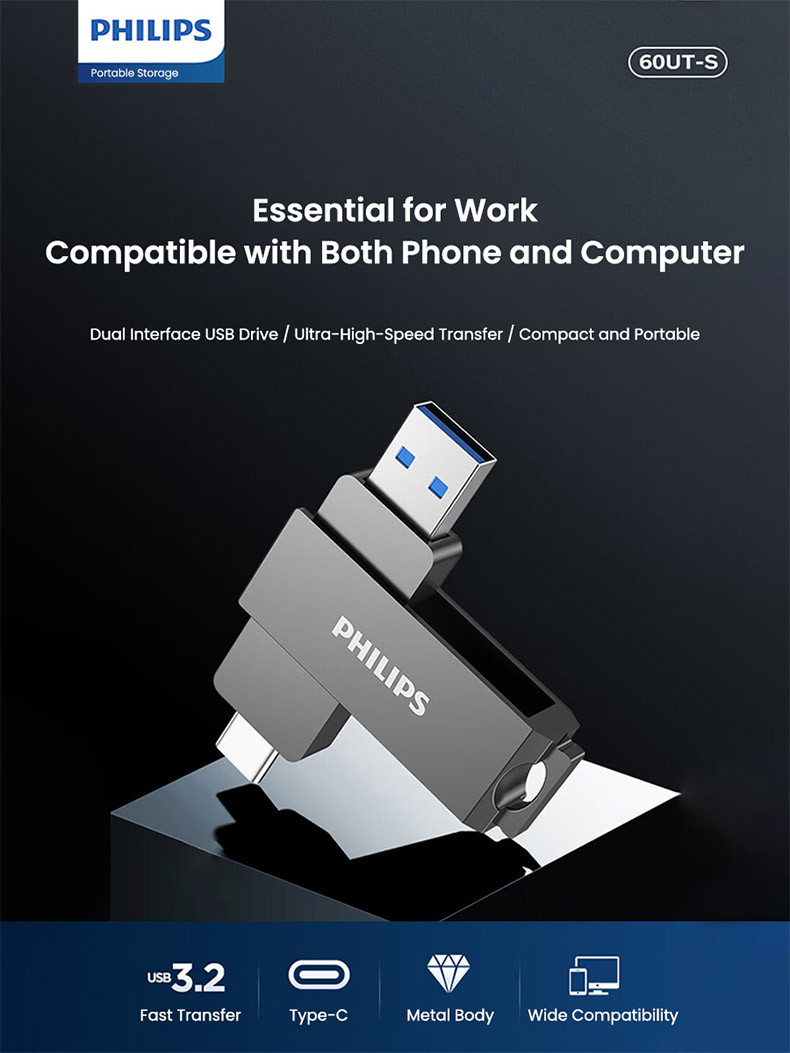 PHILIPS USB3.2/TYPEC Dual Interface Flash Drive Shopee Philippines