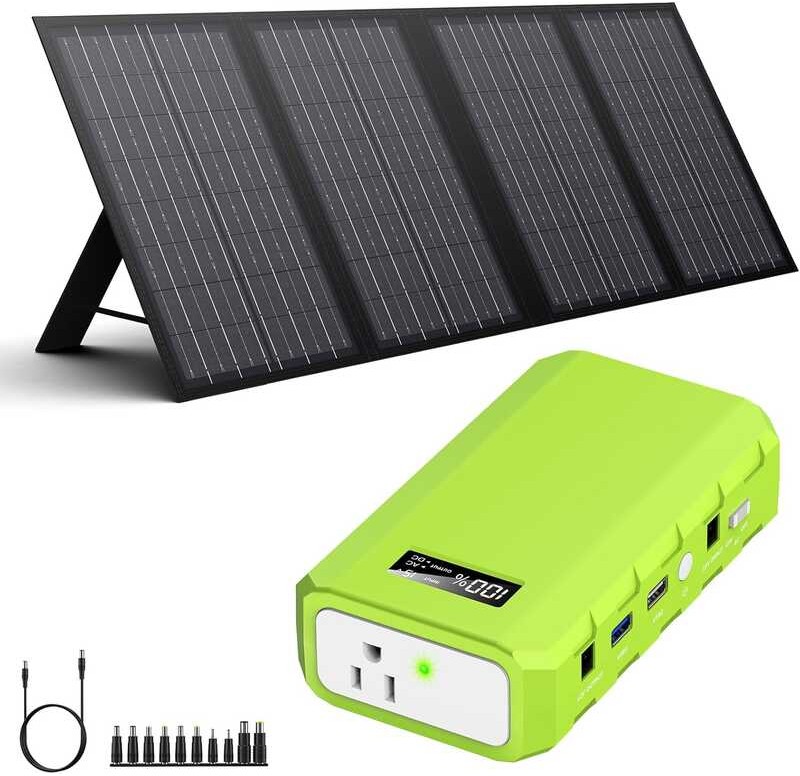 60W Solar 24000mAh Panel, 88.8Wh|65Watts Laptop Charger with AC DC USB ...