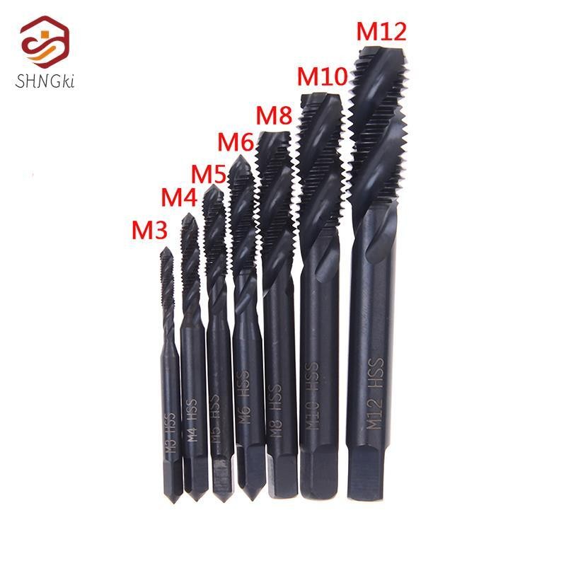 7Pcs HSS Hine Screw Thread Metric Plug Tap Drill Set M3 M4 M5 M6 M8 M10 ...