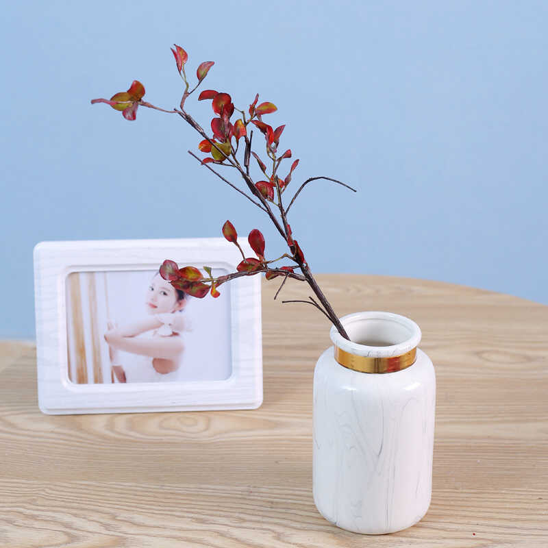 Bud Red Small Leaves Artificial Flowers Fake Flowers , Glued Hand Feel ...