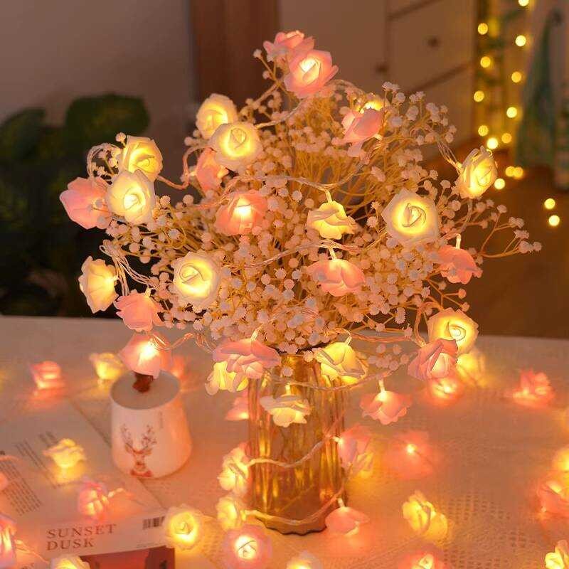 Artificial New LED Rose Flower String Lights 520 Valentine's Day ...