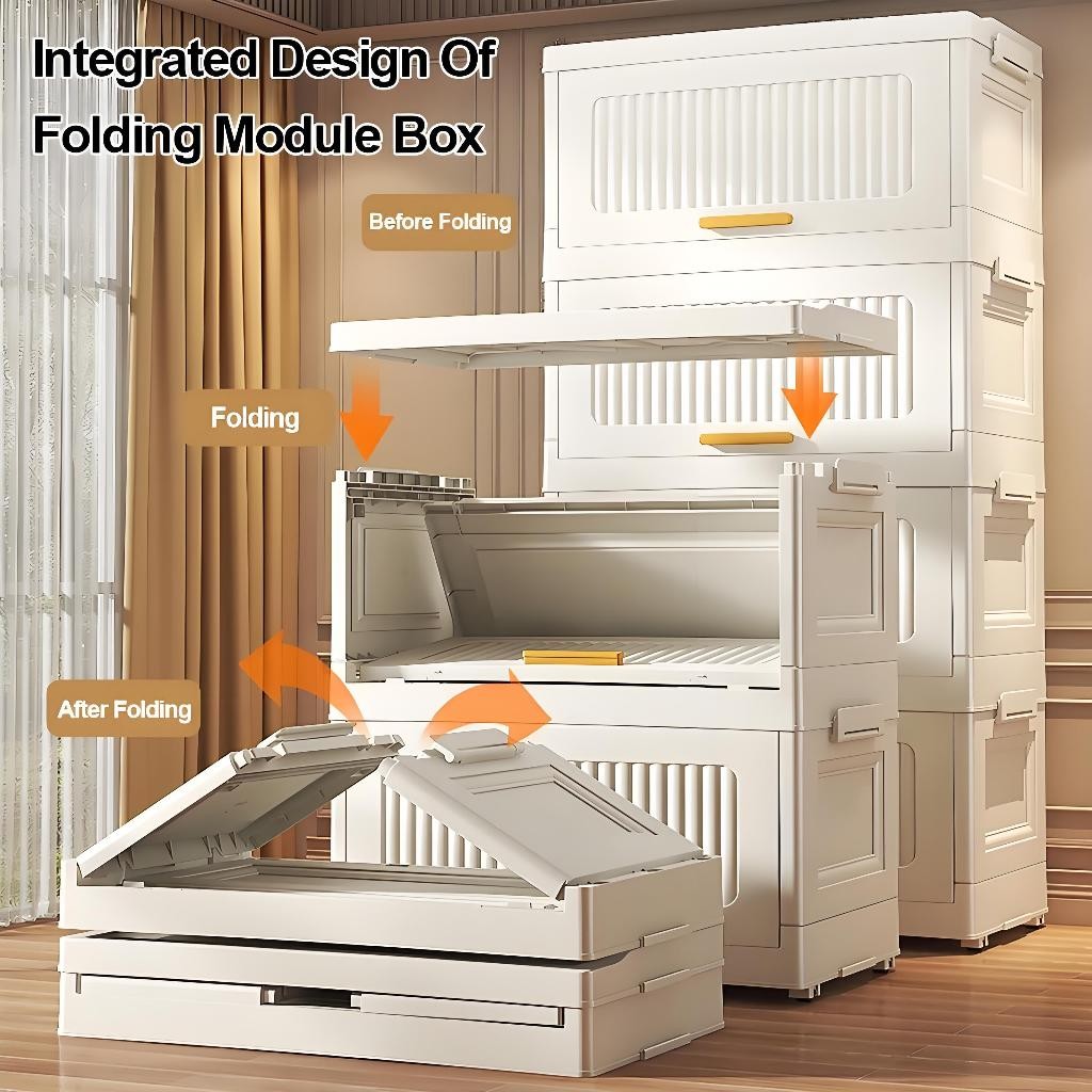 Foldable Storage Cabinet Drawer Flip Storage Box Multifunction Home ...