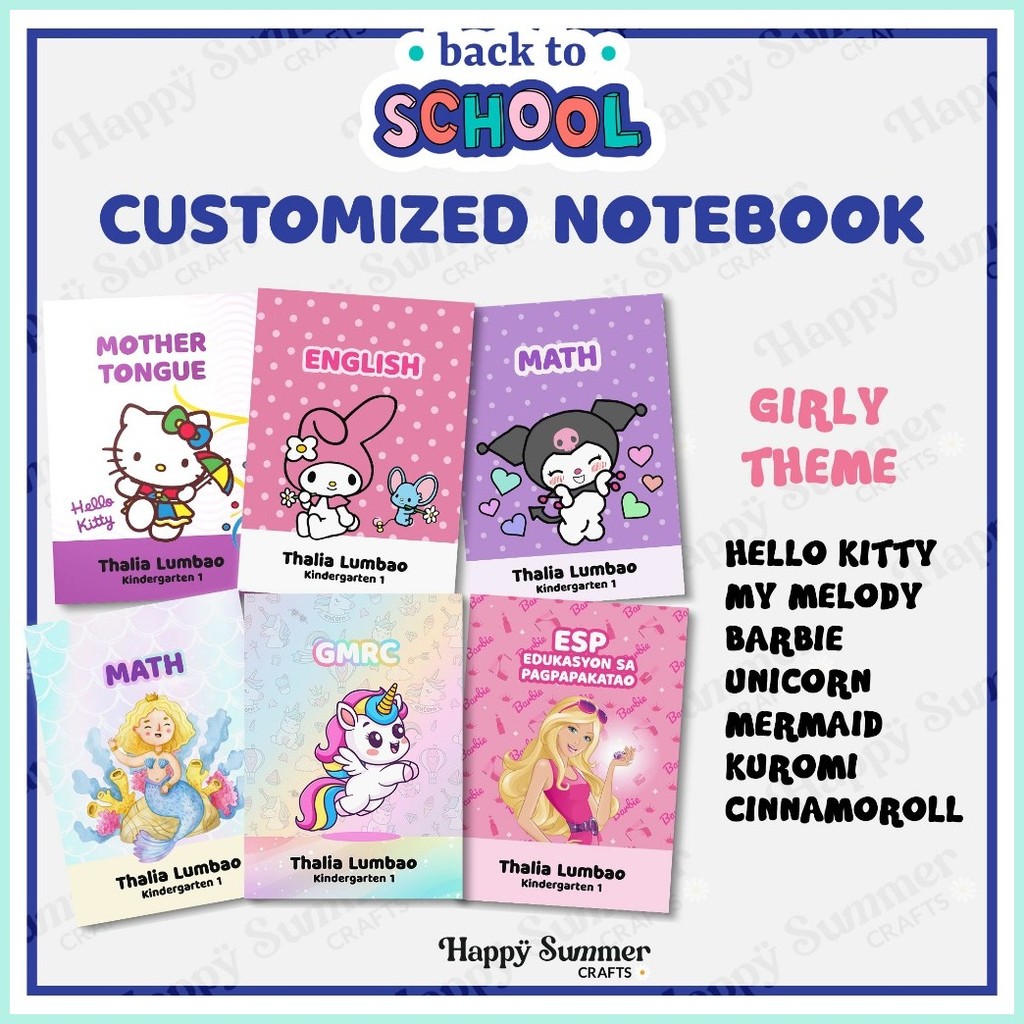 Customize Personalize Writing Composition Notebook Back to School Girl ...