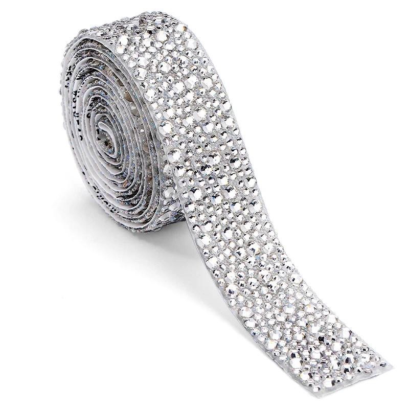 QIAO 1Yard Glass Mix Size Crystal Clear AB Rhinestone Trim Rhinestone