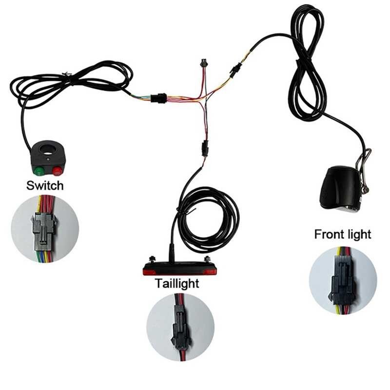 Electric Bicycle Front Rear Set 12-72V Ebike Headlight Tail Light ...