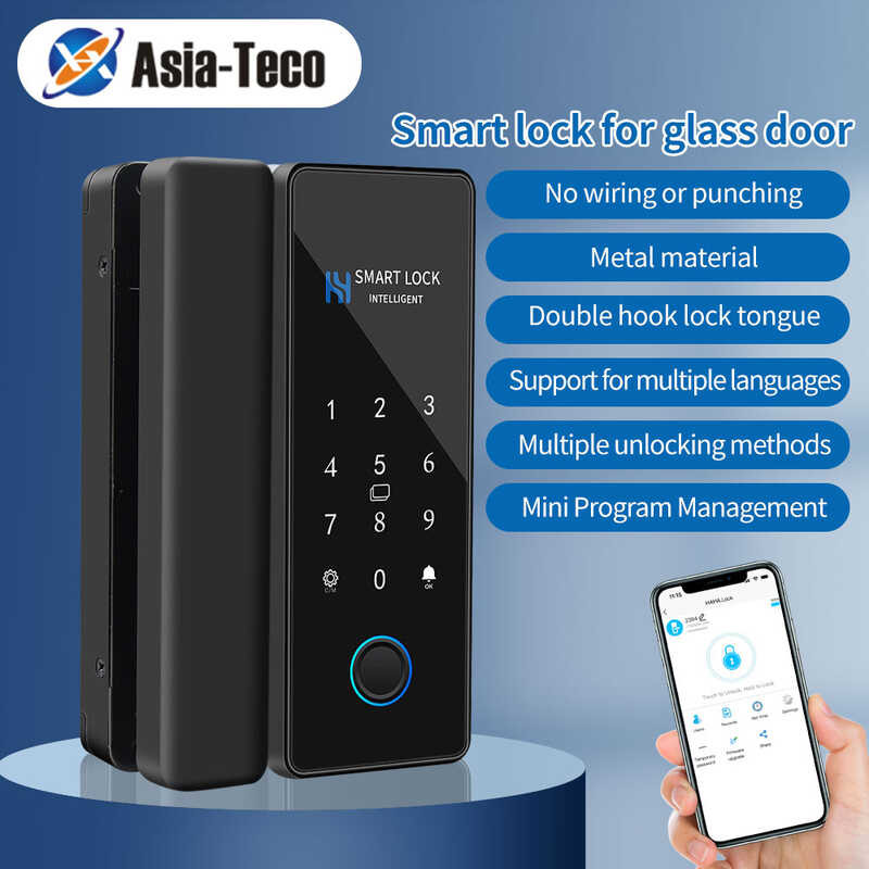 HAHA Lock App Bluetooth Smart Glass Door Lock Remote Unlock Fingerprint