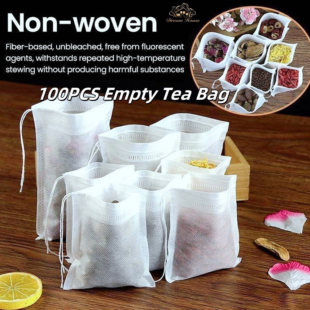 100Pcs/Bag Filter and Brew Coffee Tea Bag Drawstring Empty Teabags ...