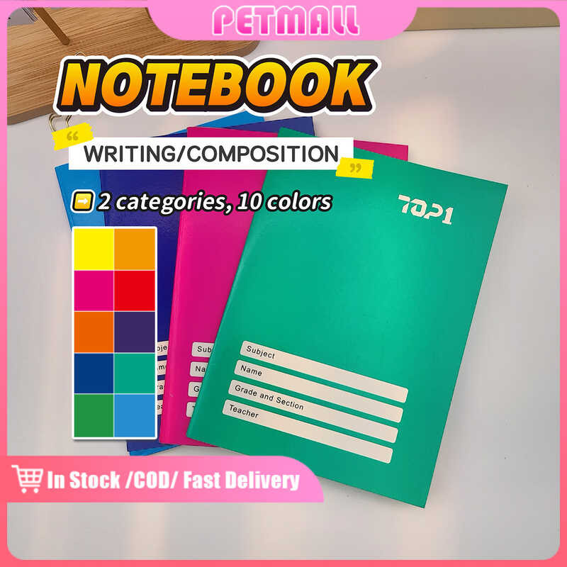 10 Colors A5 Writing Composition Notebook 80 Leaves Waterproof ...