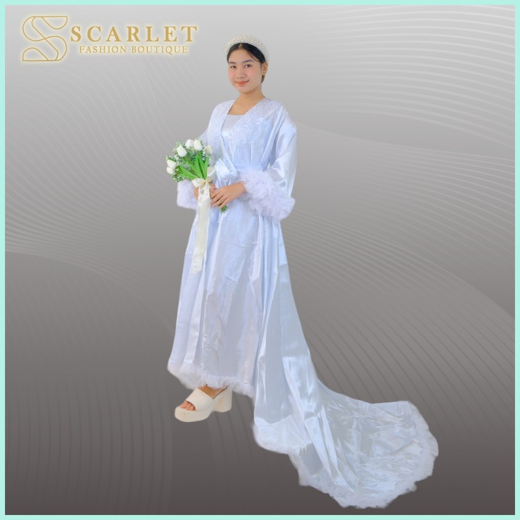 Bridal robe Robe long-back - Satin fabric woman robe bridal robe ...