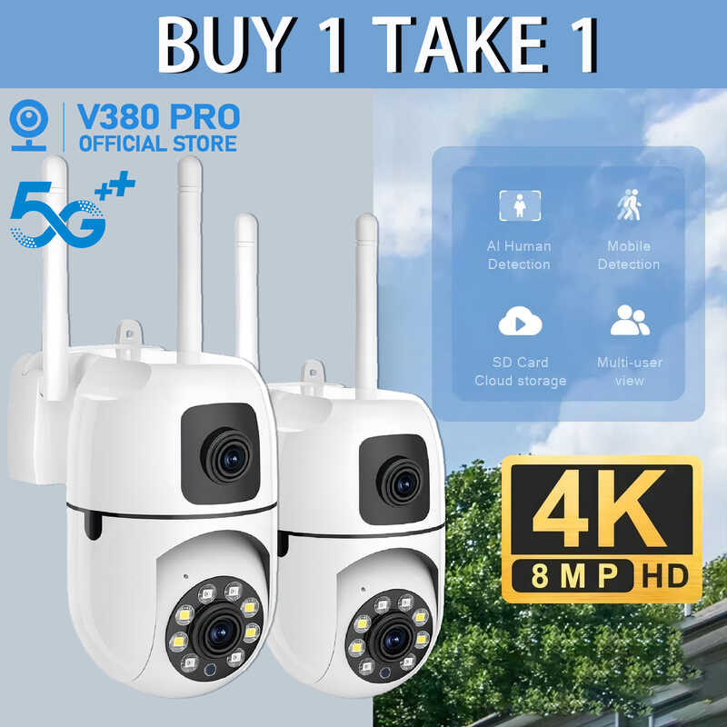 V380 Official Store 5G CCTV Camera 8MP Dual Lens Bulb Wireless Wifi ...