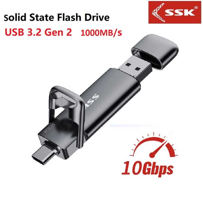 1000Mb/S SSK Sd301 PRO USB C Flash Drive 1Tb Usb3.2 Gen2 OTG Type C ...