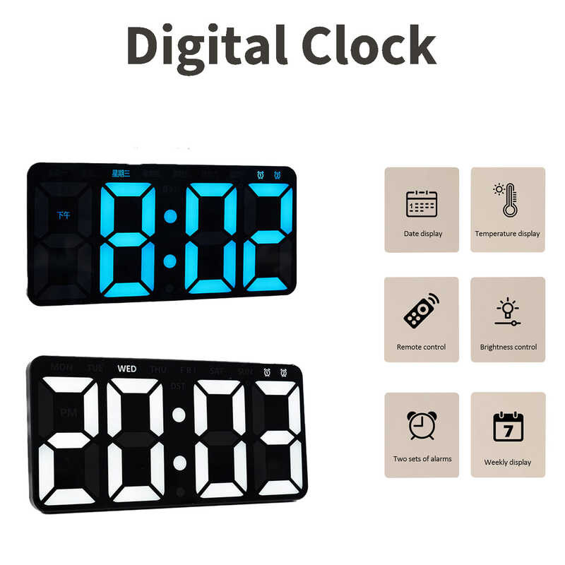 LED ☆ Digital Multifunctional Electronic With Date Temperature Display ...