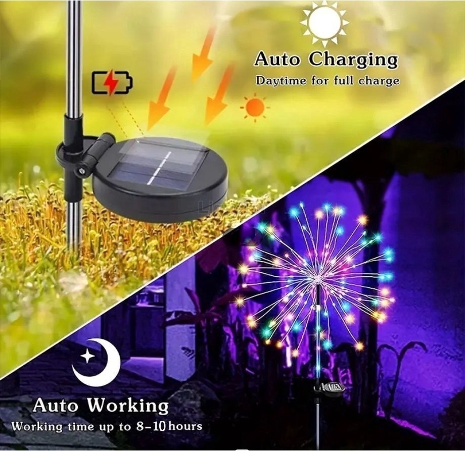Solar Garden Lights Outdoor Waterproof LED Firework Lamps for Fowerbed ...