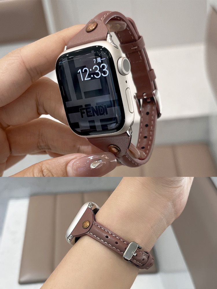 Luxury Slim Leather Bracelet For Smart Watch Series S10 S 9 8 7 6 5 4 3 SE Women Leather Strap