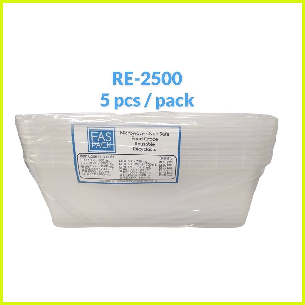 FAS PACK RE2500 microwavable container 5pcs/pack | Shopee Philippines
