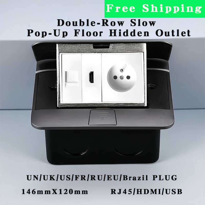 146Mmx120mm Double-Row Slow Pop-Up O Hidden Outlet Uk/Eu/Fr/Un/Brazil ...