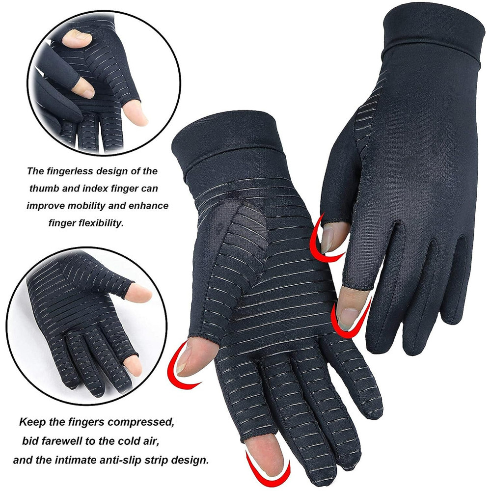 1Pair Copper Arthritis Gloves for Hand Pain Relief, Rheumatoid