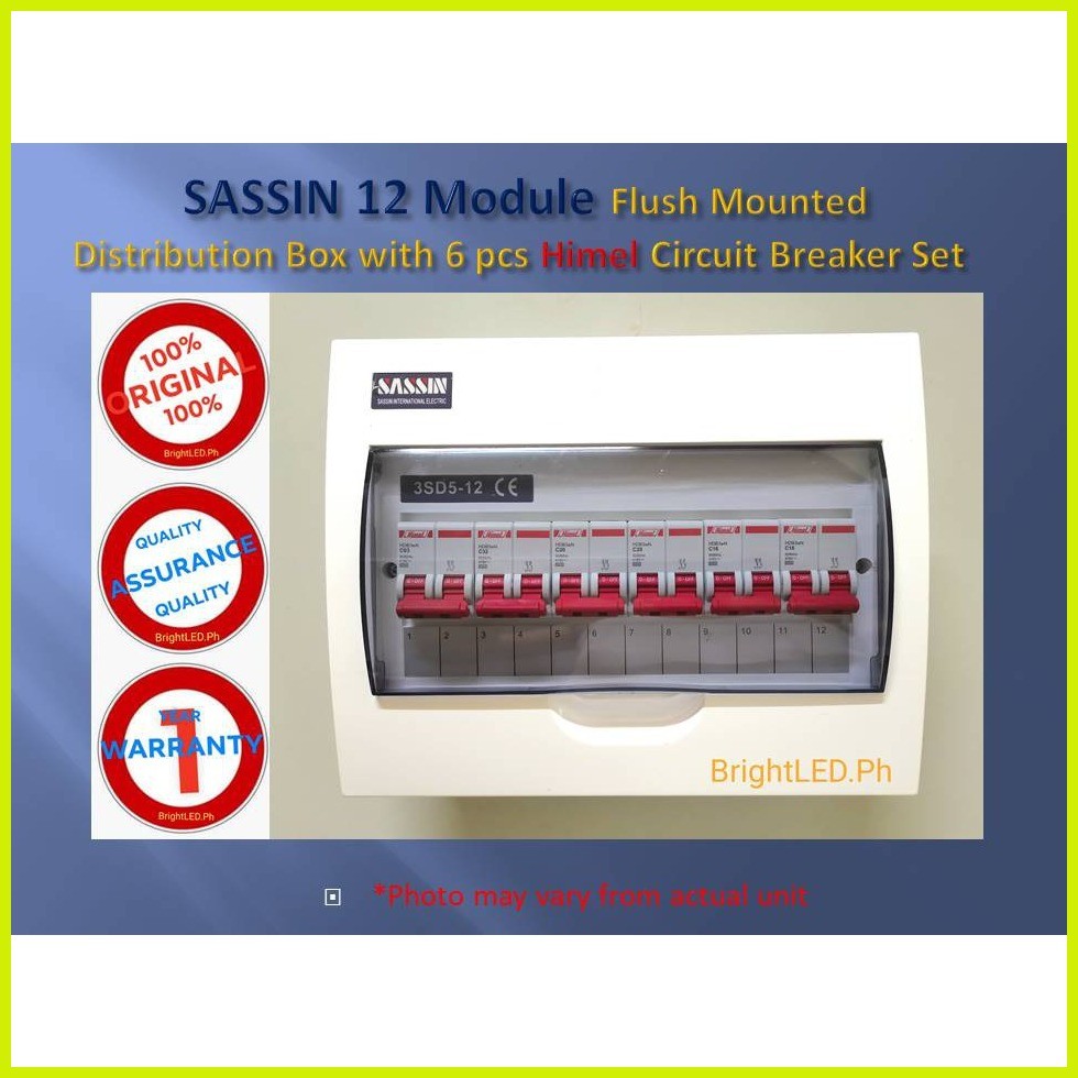 SASSIN 12 Module Distribution Box Set with 6pcs Himel Circuit Breakers