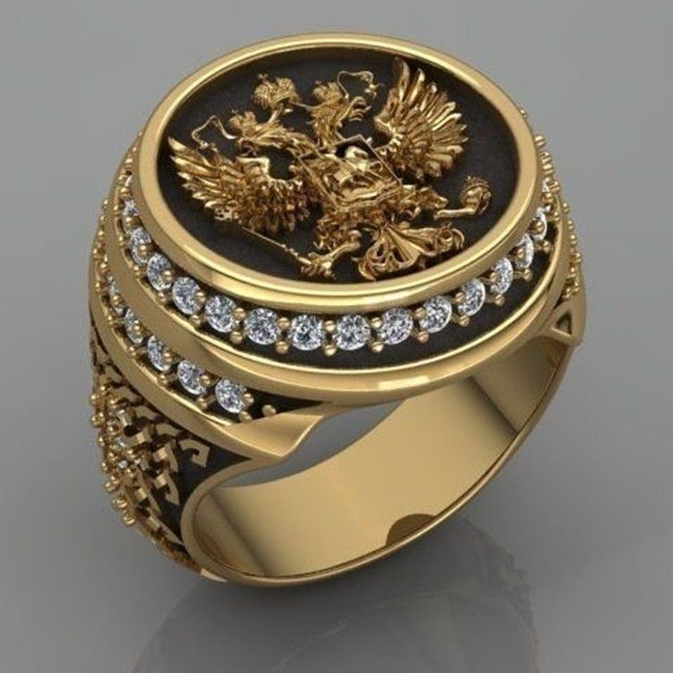COD Golden Eagle with Diamonds Creative Fashion Men'sFashionable rings ...