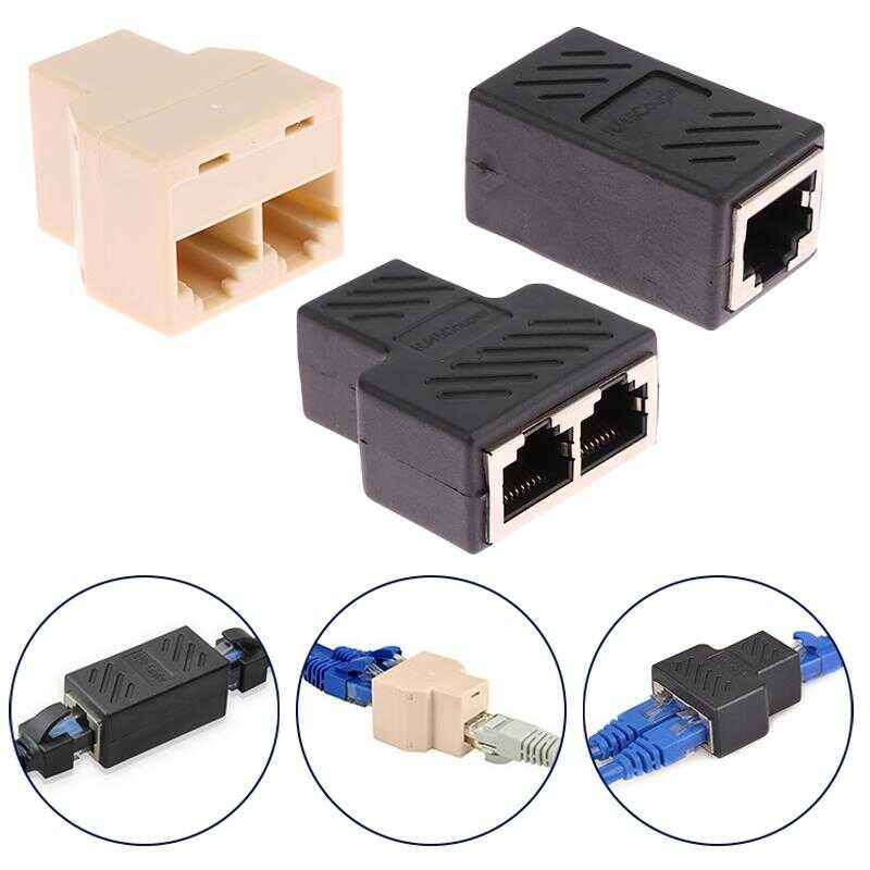 Connector 1 To 2 Way LAN Ethernet Cable Network Splitter Coupler Rj45 ...