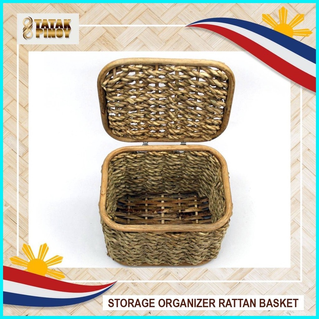 TATAK PINOY Rattan Basket Storage Baskets Shelf Organizer Container ...