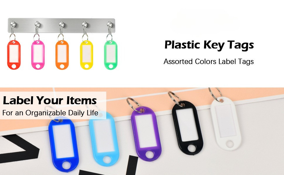 50/100/200pcs Colorful Plastic KeyChain - DIY Name Labeling with Split ...