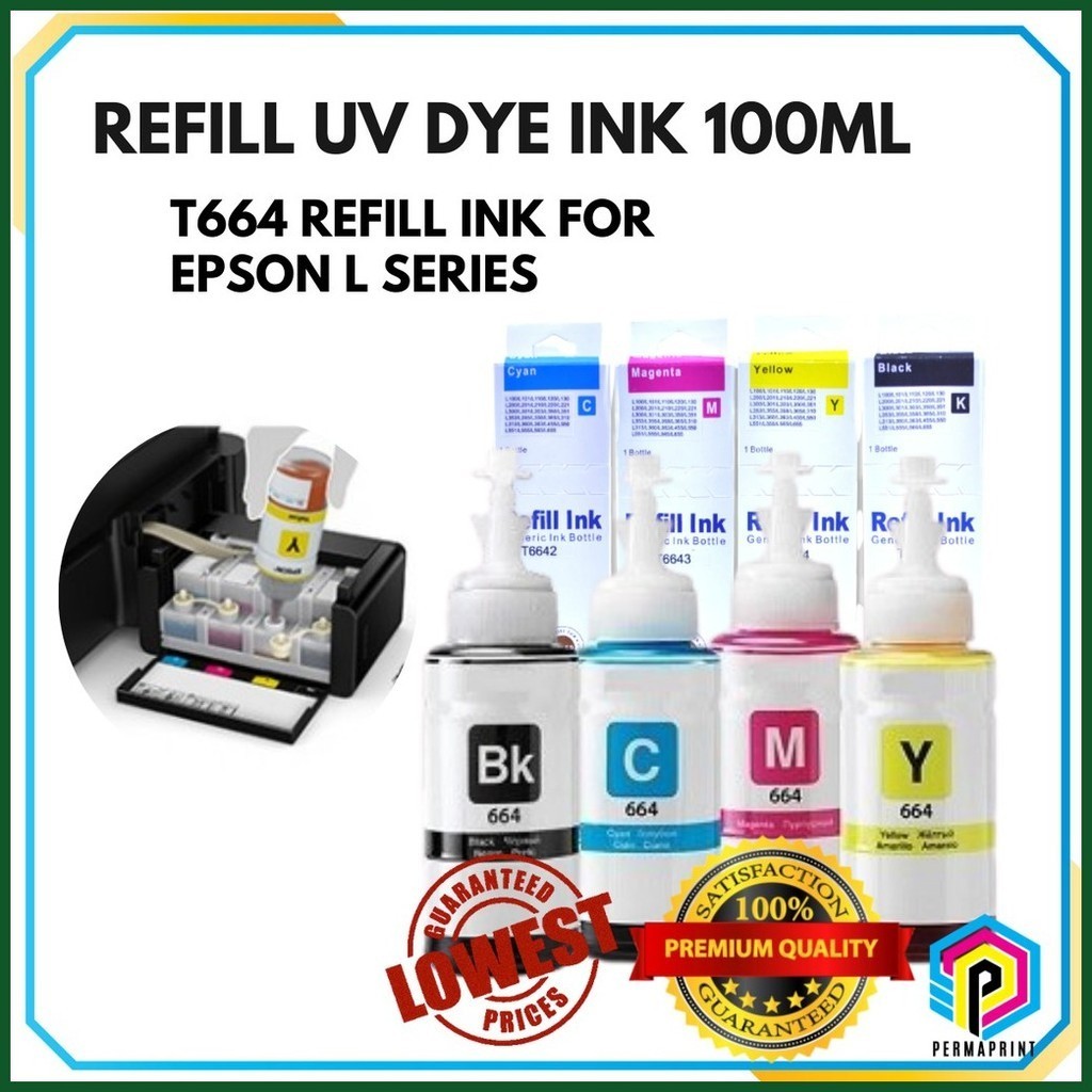 ♂ Epson Ink T664 664 Ink Refill Ink for Epson L Series L120 L130 L3110 ...