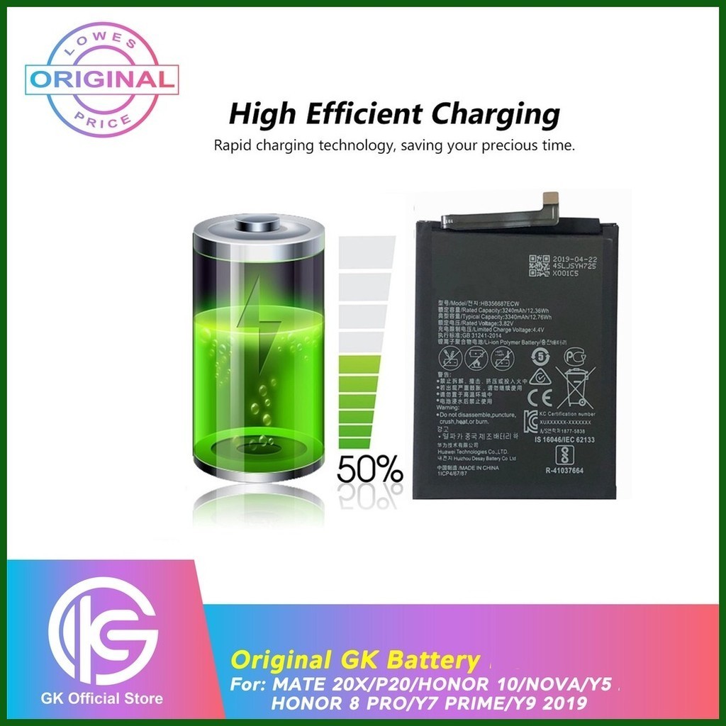 Original GK Battery For MATE 20X/P20/HONOR 10/NOVA/Y5 2017/HONOR 8 PRO ...