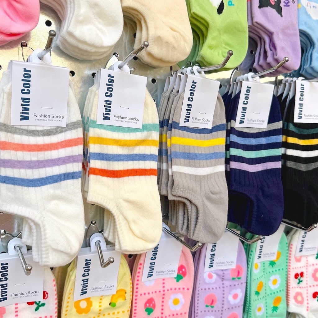 Candy Color Striped Women's Boat Socks 1909 South Korea Dongdaemun 2024 ...