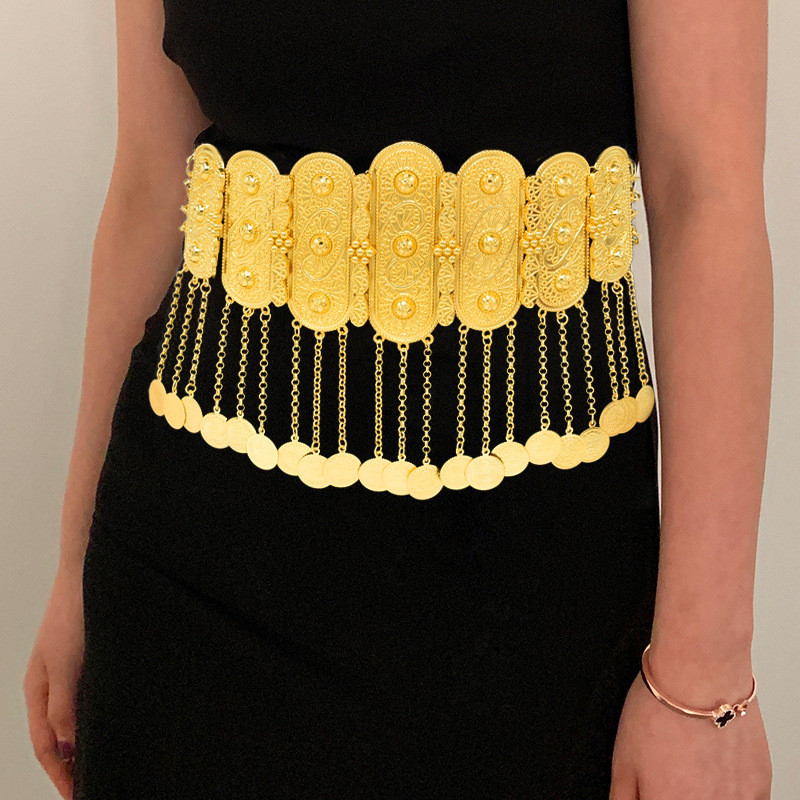 Golden Coins Metal Belts India Belly Dance Moroccan Waist Chain Afghan