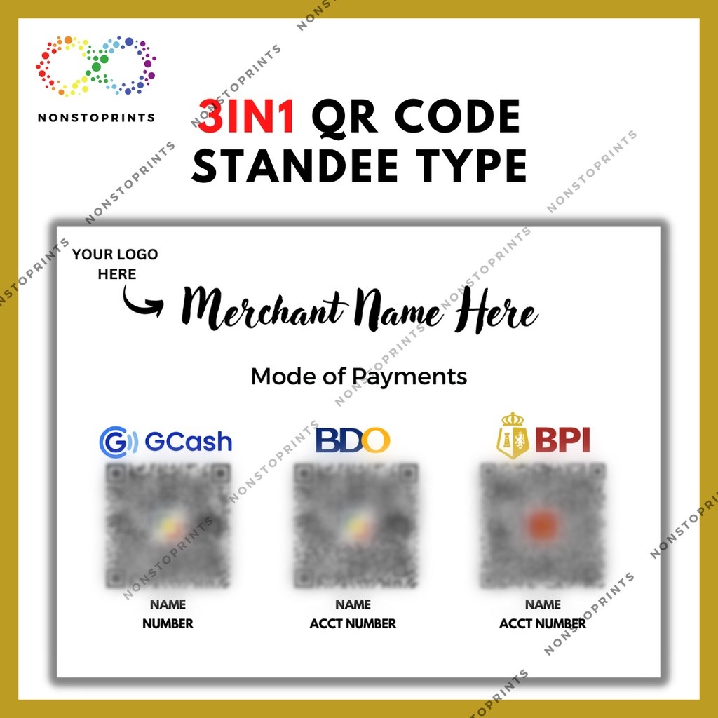 Customized QR Code Standee 2in1 3in1 4in1 5in1 6in1 Scan and Pay ...