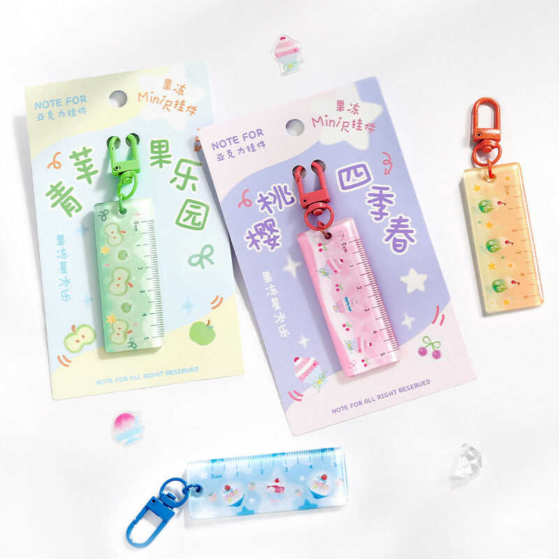 INS Style Mini Lovely Key Buckle Epoxy Glitter Ruler Backpack Notebook ...