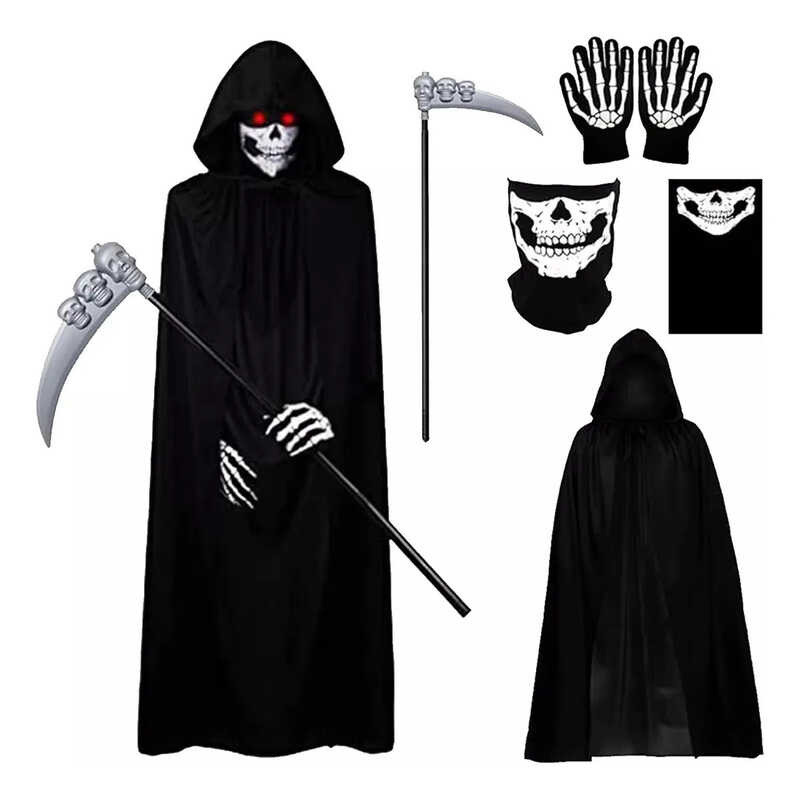 Halloween Cape Single Layer Black Adult Party Cosplay Grim Reaper ...