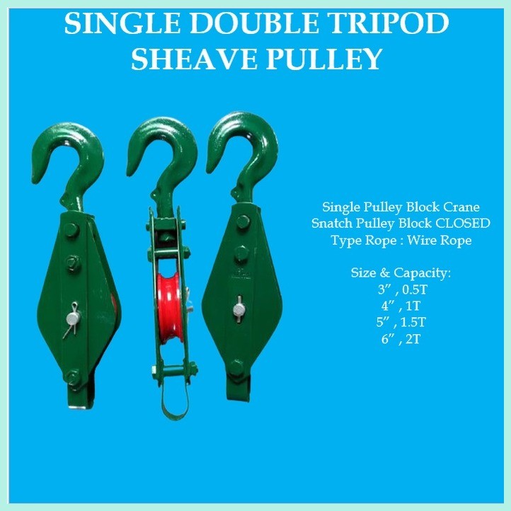 Single double tripod Sheave Pulley Block Crane Snatch Pulley Block ...