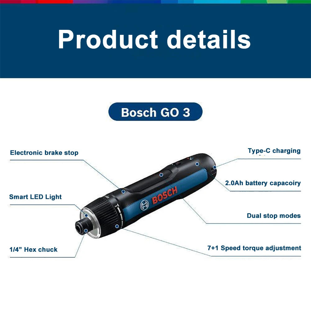 Bosch GO 3 Electric Screwdriver 3.6V 5Nm Cordless Mini Hand Drill ...