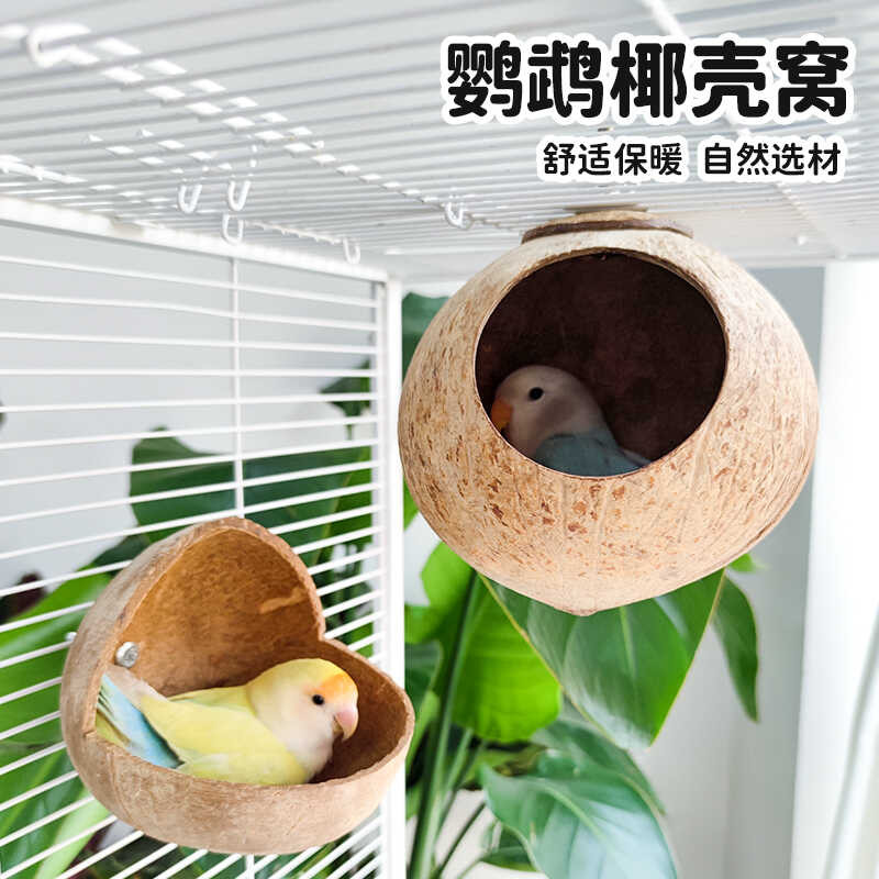 Parrot Coconut Shell Bird Nest Natural Coconut Shell Nest for Lovebirds ...