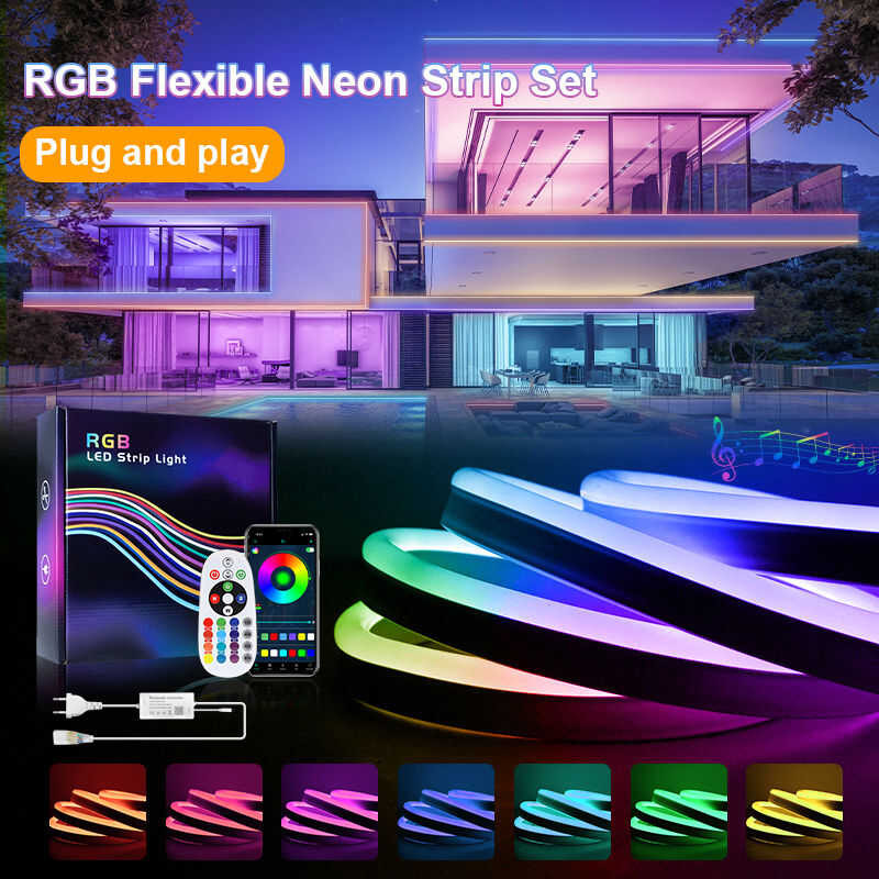 220V Bluetooth RGB Neon LED Light Strip Intelligent Control Ip67 ...