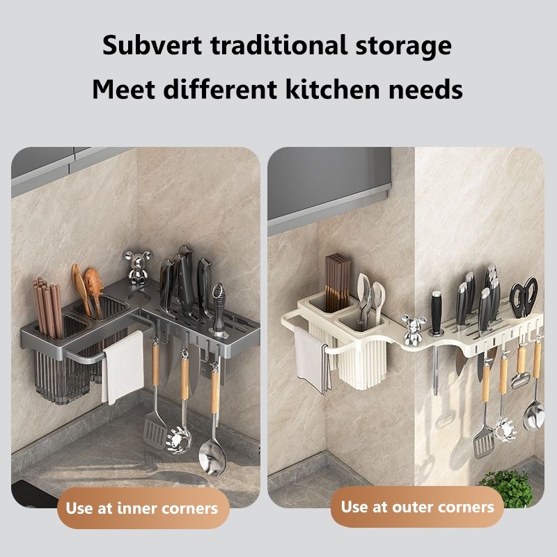 360 Rotating Kitchen Organizer Rack Wall Mounted Knife Holder with ...