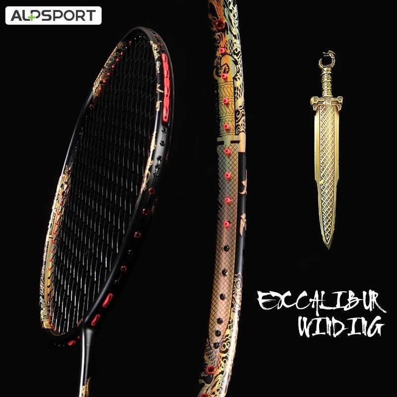 ALP T 4U 35Lbs 7Mm G5 Powerful Excalibur Golden Dragon Badminton Racket ...
