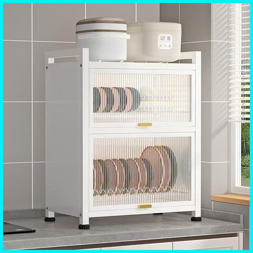 Kitchen Dish Rack With Cover 2/3-Tier Dish Cabinet Multifunctional ...