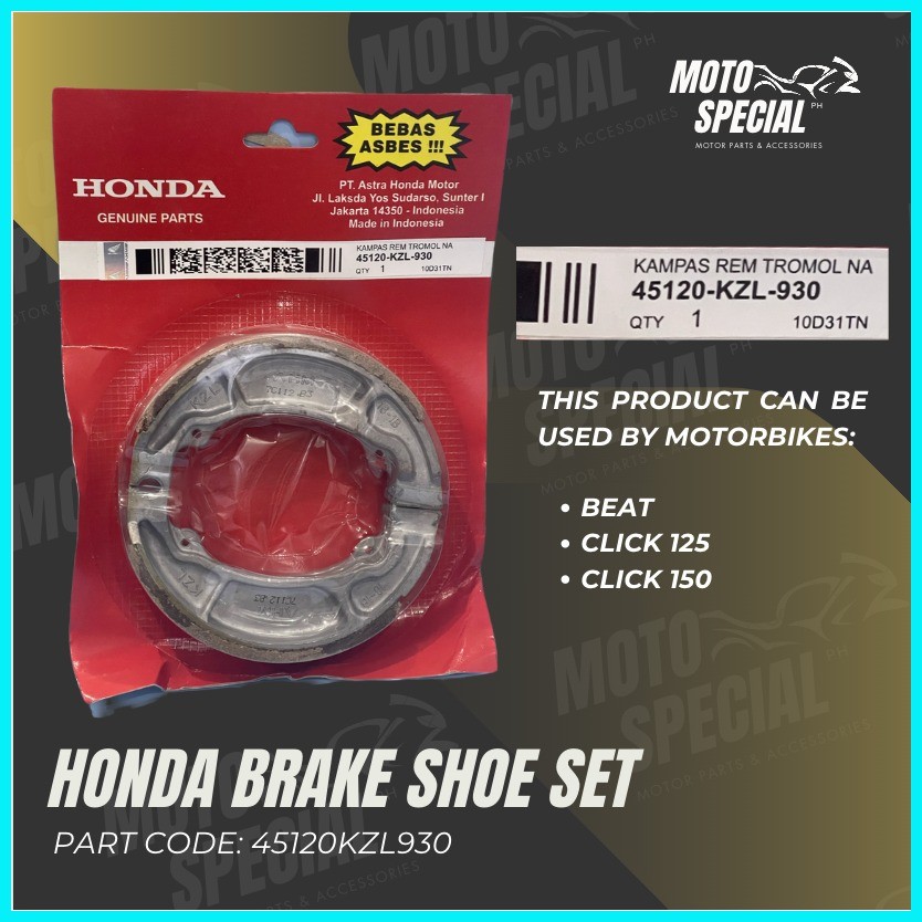 Honda Brake Shoe Set for Beat / Click 125 / Click 150 / Click v1/v2 ...