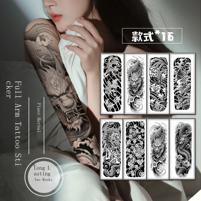 Flower arm tattoo stickers for men, waterproof, long-lasting arm, women ...