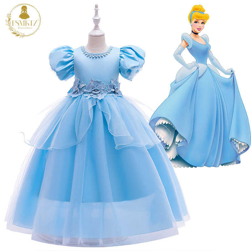 Sty FSTZ Elsa Cinderella Princess Girls Dress Puff Sleeve Sequin Party ...