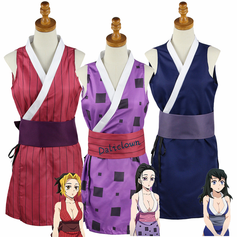 ∝∞ Anime Hinatsuru Makio Suma Cosplay Costume Uzui Tengen Wives Kimono ...