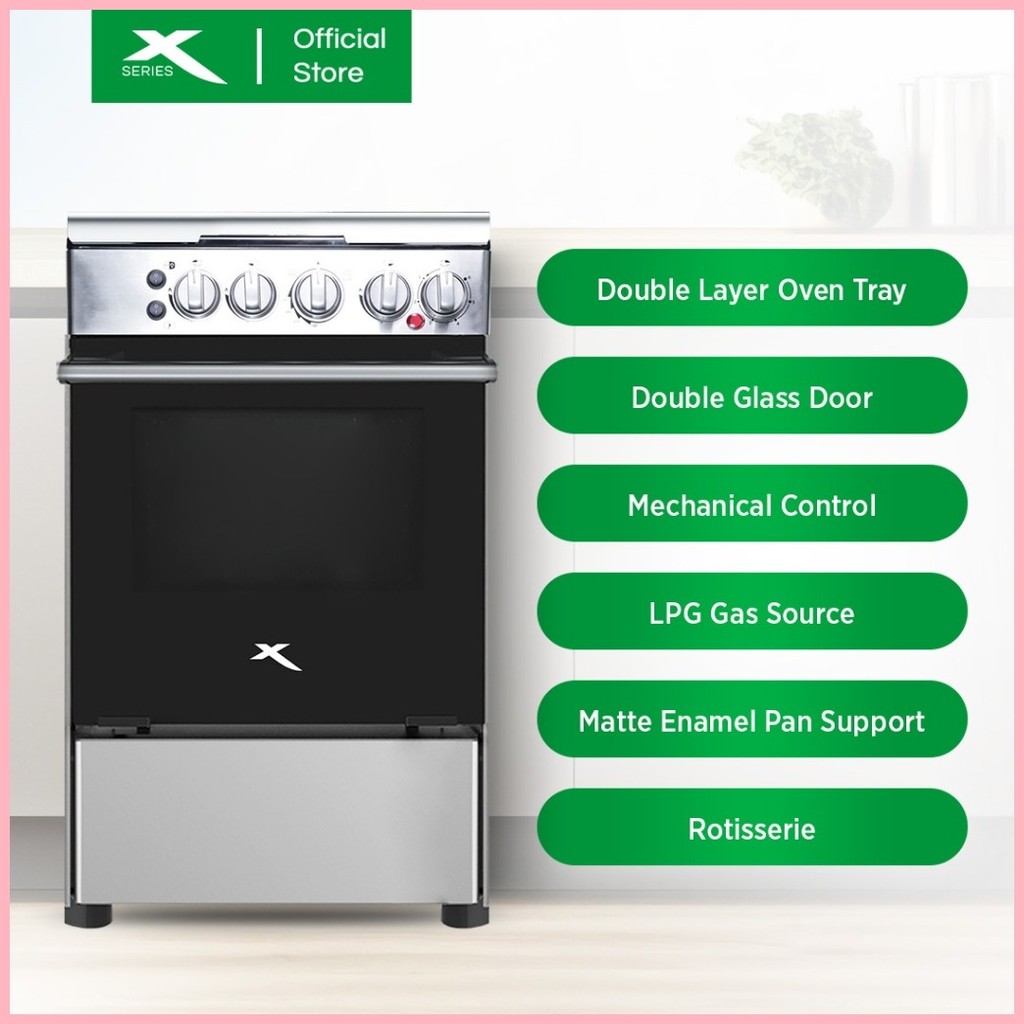 XSERIES 50cm Gas Range + 1Electric Hot Plate 3Gas Burner/Oven LPG