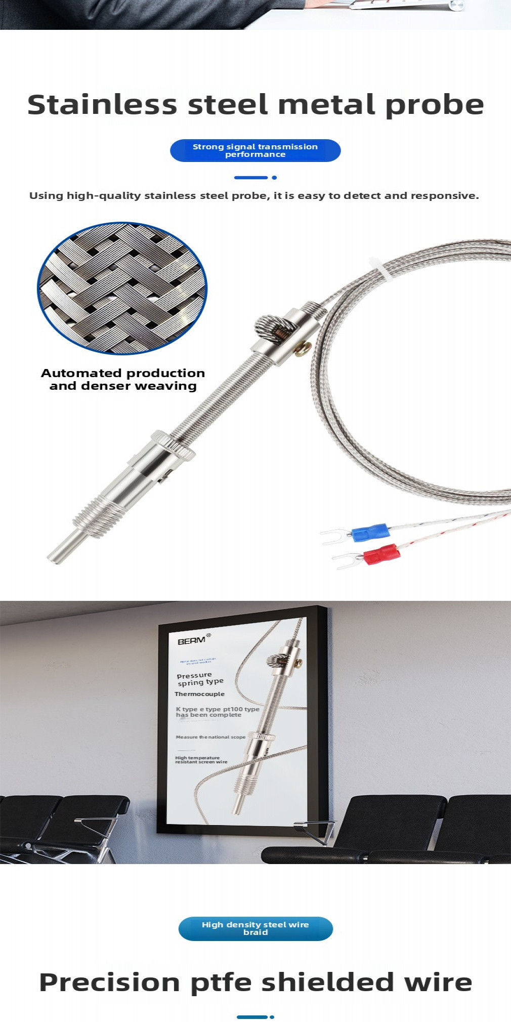 K-Type E-Type M12 Spring-Type Thermocouple Temperature Sensor ...