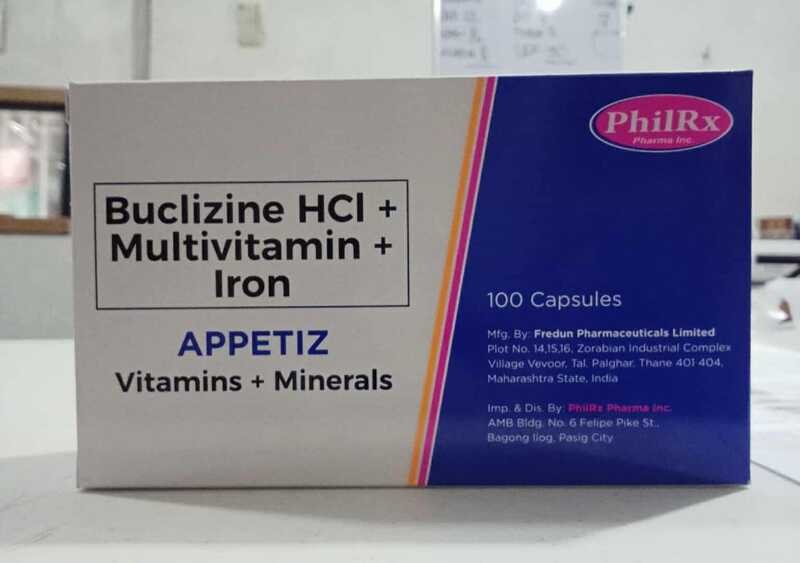 Hci+Multivitamins+Iron BUCLIZINE APPETIZ Vitamins+Mineral 100'S ...