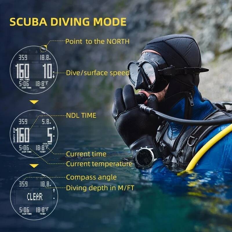 Dive Men Computer Watch Waterproof 100M Smart Digital Free Diving ...